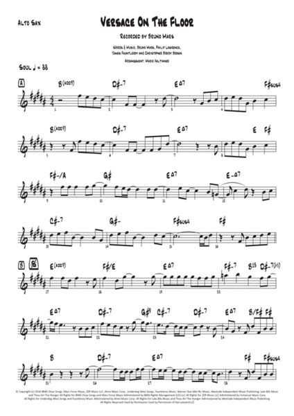 versace on the floor sax sheet music|Bruno Mars .